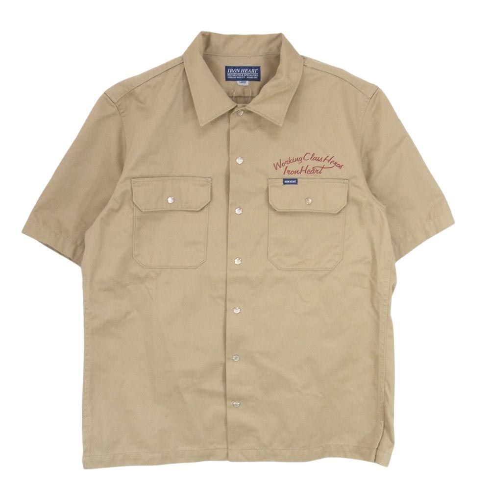 Heart Iron 半袖ワークシャツ HEART IRON – IHSH-446】T/Cメカニック半袖シャツ／カーキ ベージュ トップス