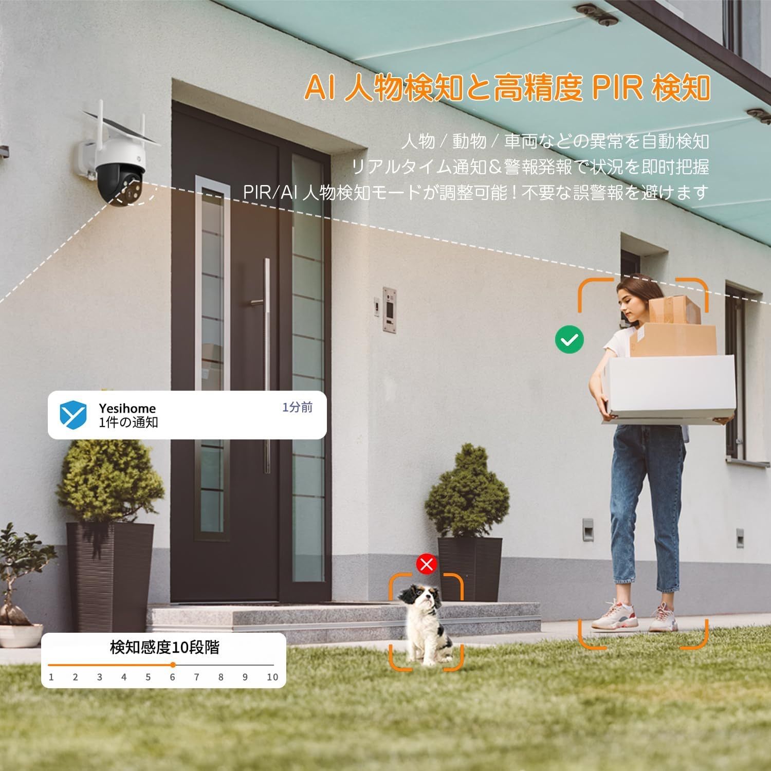 2025進化ソーラー真一体型・高効率充電】YESRAMO 防犯カメラ