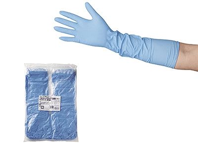 ニトリーノロング手袋500 ブルー M ディスカウント 粉無 100ミクロン