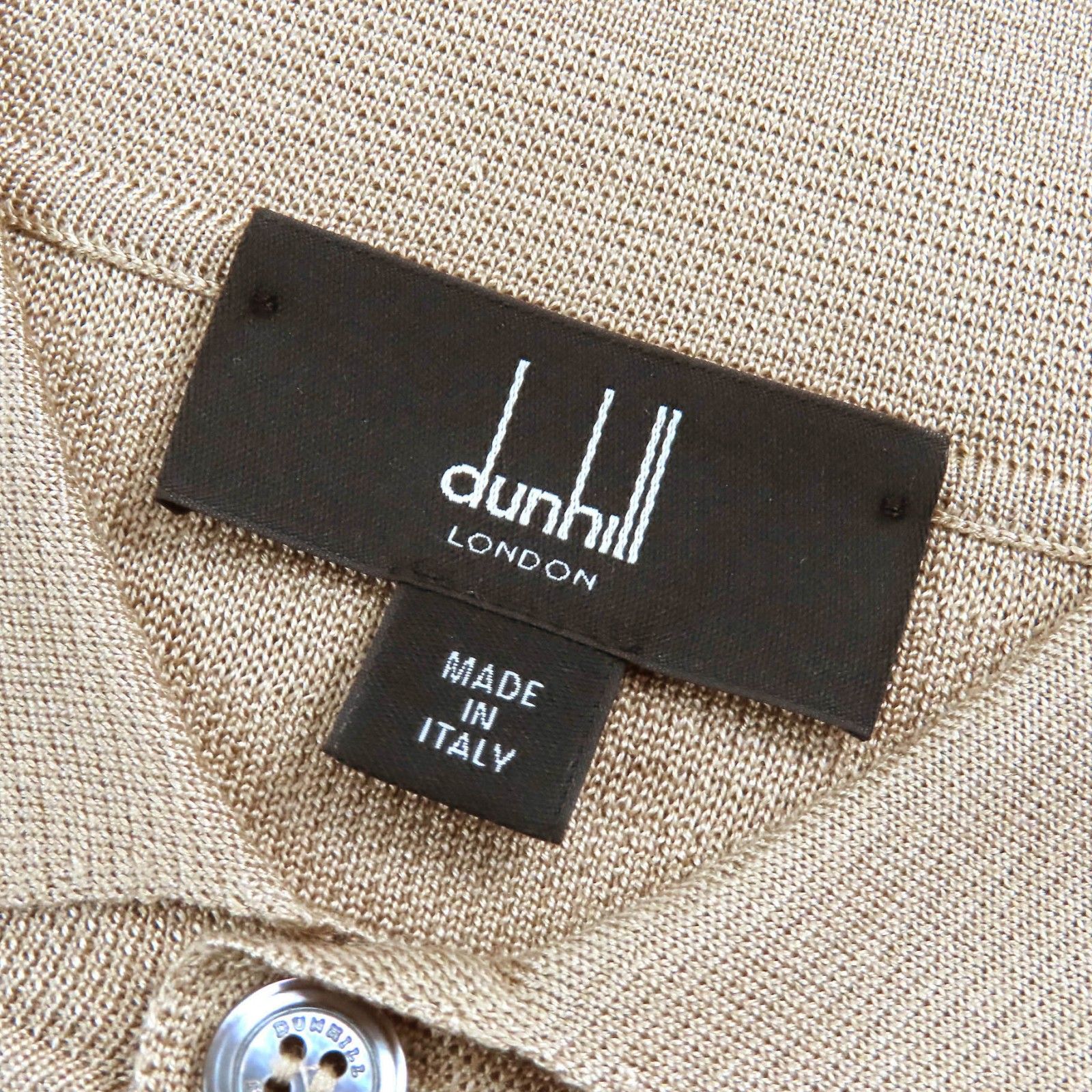 未使用品△Dunhill ダンヒル シルク100％ ロゴボタン ボーダー織