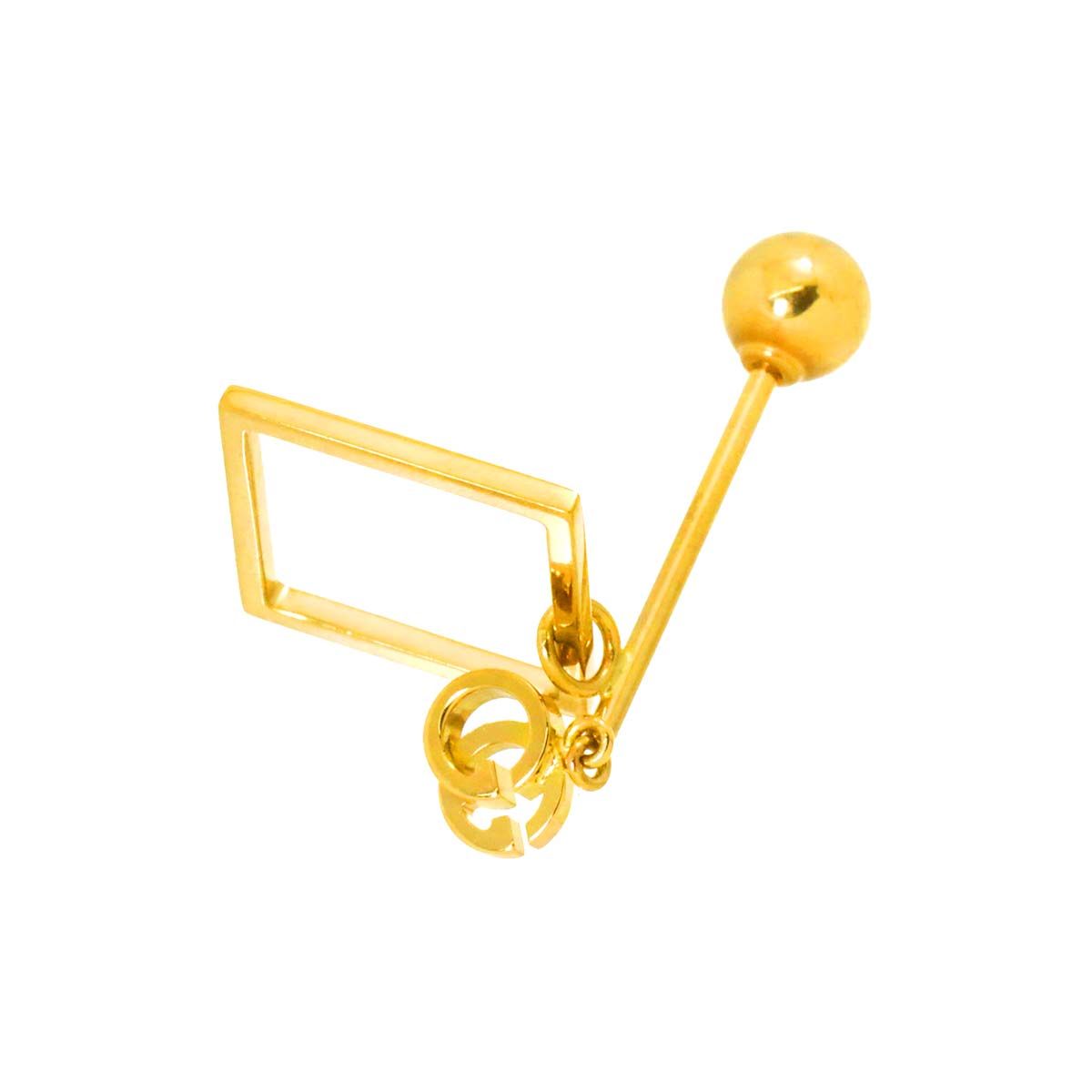 グッチ GUCCI GG ロゴ ピアス K18 YG イエローゴールド 750 片耳