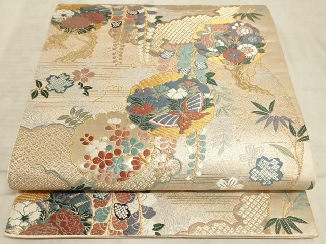 買うファッション - 平和屋着物◎六通柄袋帯 唐織 雪輪花蝶文