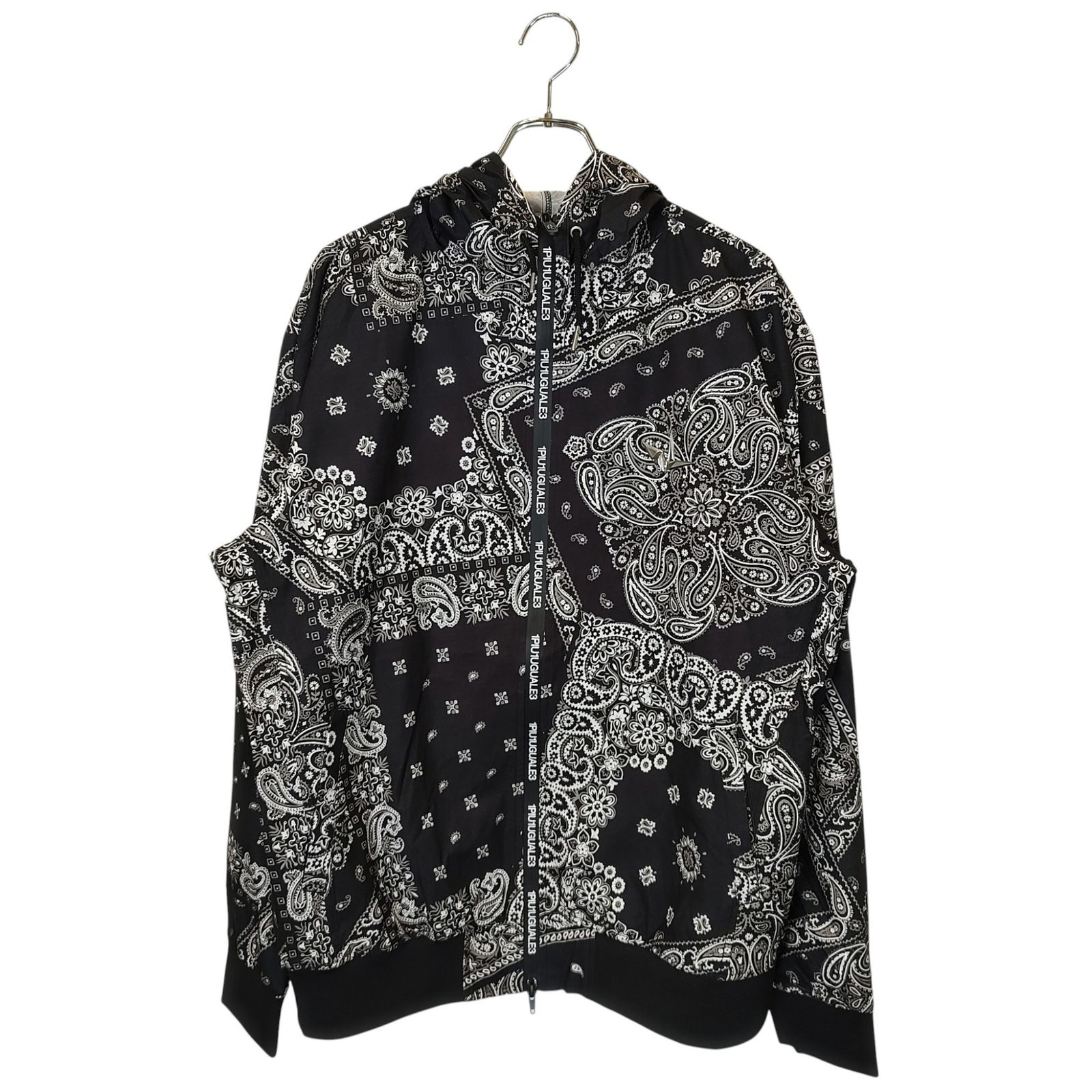 1PIU1UGUALE3 GOLF ウノピゥウノウグァーレトレ ゴルフ 113 GOLF PATTERN ZIP PARKER ペイズリー バンダナ ジップアップ パーカー GRB125 GPE002 7 XXL ブラック メンズ