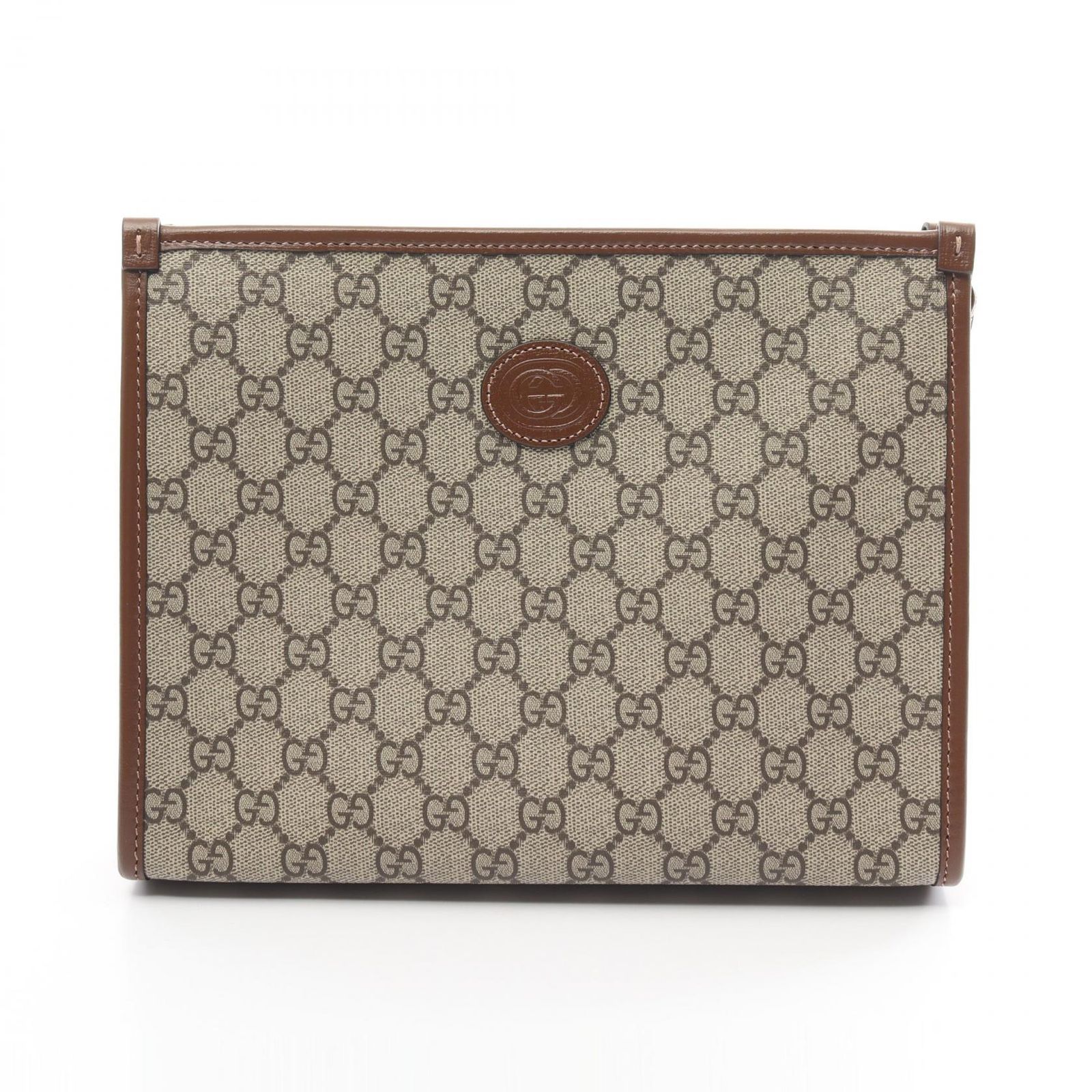 グッチ GUCCI セカンドバッグ クラッチバッグ インターロッキングG GGスプリーム 67295692TCG8563 ベージュ|エボニー PVCコーティングキャンバス レザー クラッチバッグ メンズ