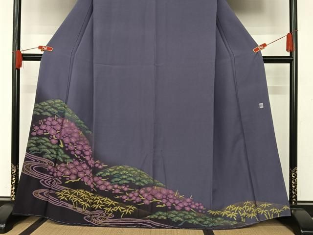 平和屋着物○訪問着 作家物 流水に松竹梅 暈し染め 金彩 金通し地
