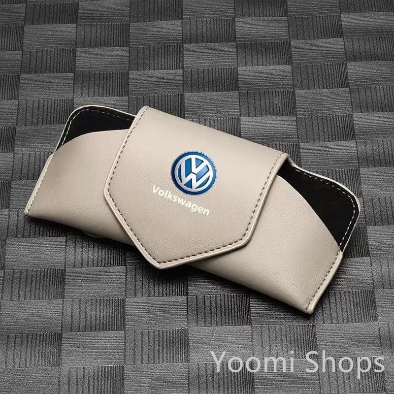【新品未使用】フォルクスワーゲン ベージュ サングラス収納 レザー メガネケースボックス 磁気開閉 サングラスクリップ ケ