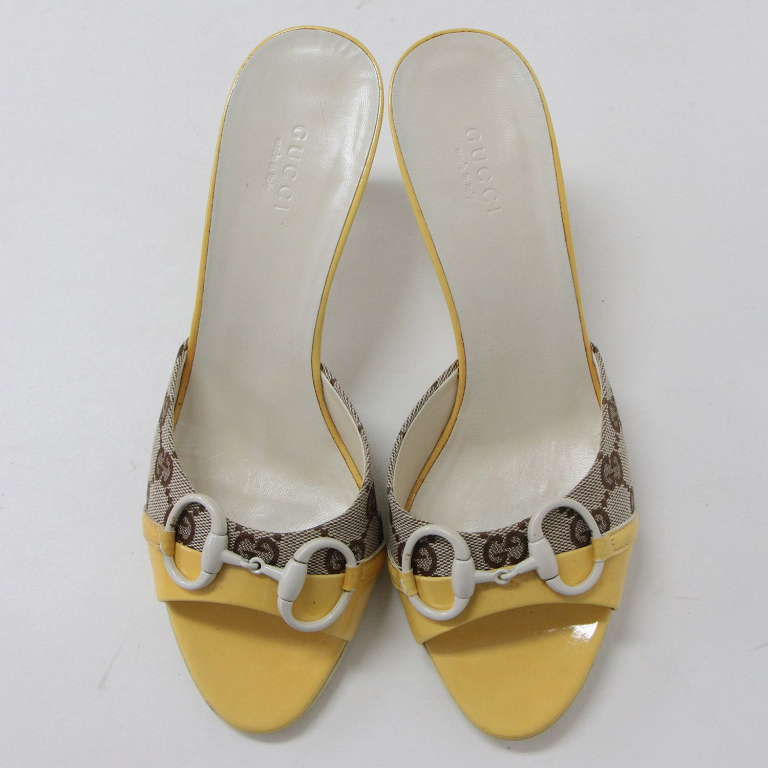 美品】GUCCI グッチ サンダル ヒールサンダル 靴 シューズ イエロー