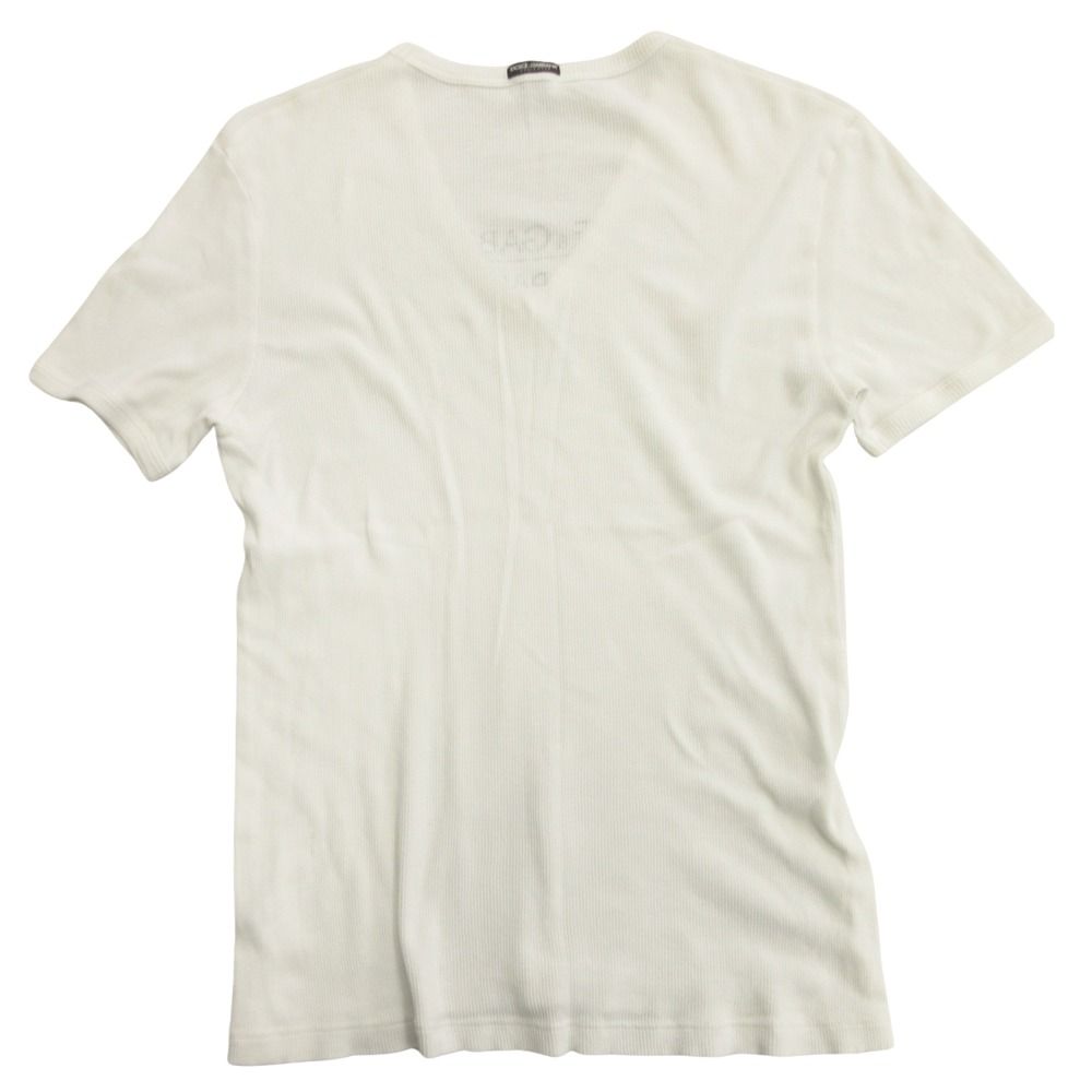 DOLCE&amp;GABBANA - 新品✨ドルチェ&amp;ガッバーナ リブ カットソー Tシャツ 半袖 Vネック 白　M DOLCE&GABBANA ドルチェ&ガッバーナ ドルガバ リブ Tシャツ