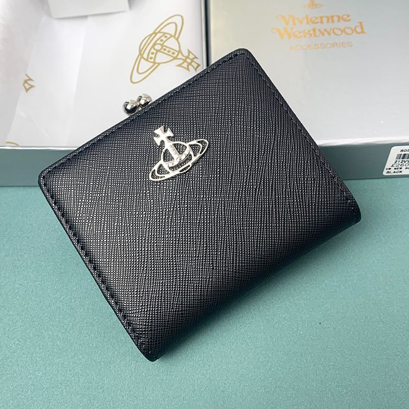 Vivienne Westwood ヴィヴィアン 二つ折り財布 がま口 Vivienne Westwood ブラック 二つ折り財布 - 小物工場 直営 店