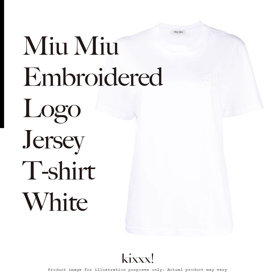 Miu Miu Embroidered Logo Jersey T-shirt White ミュウミュウ 