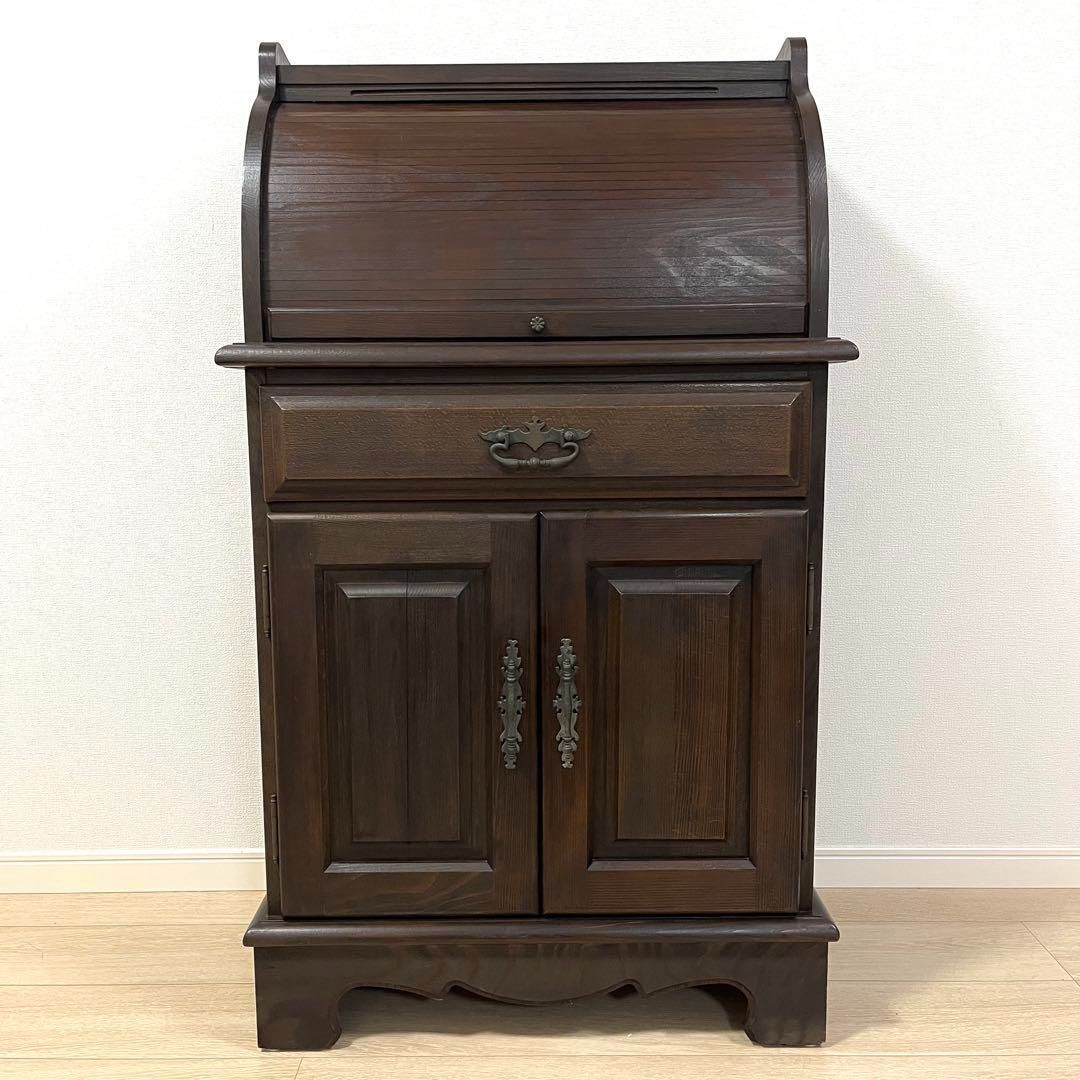 そ63 ヴィンテージ ロールトップデスク ライティングビューロー 木製 収納付き 昭和レトロ Roll Top Desk Vintage Writing Bureau