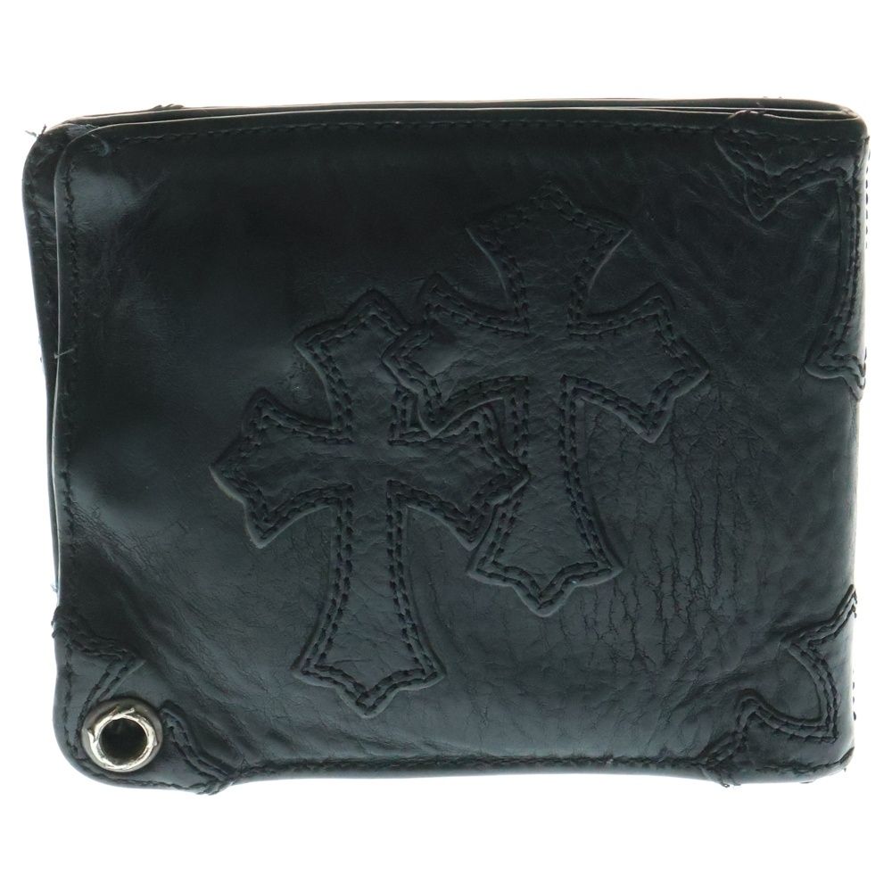 CHROME HEARTS クロムハーツ 1SNAP 1スナップ クロス ボールボタン クロスパッチレザーウォレット 財布 ブラック