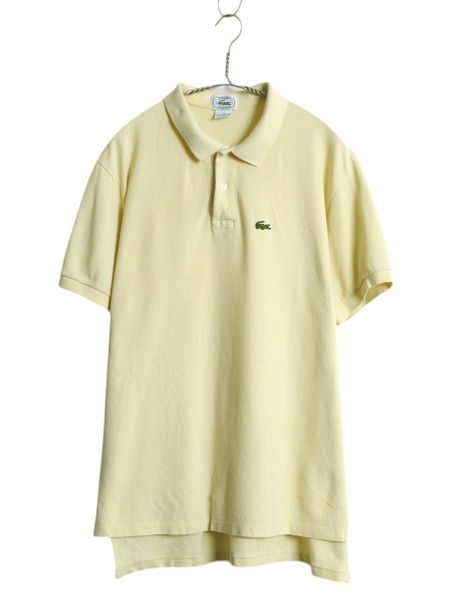 80s USA製 ラコステ 鹿の子 半袖 ポロシャツ メンズ XL 小さめ L 程/ ヴィンテージ 半袖シャツ ワンポイント カットソー トップス イエロー お得なクーポン配布中!】 80s USA製 ラコステ 鹿の子 半袖 ポロシャツ