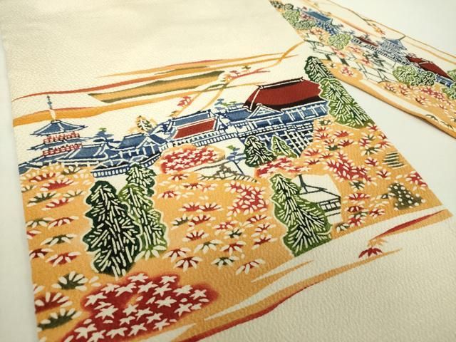 平和屋着物□極上 和染紅型 栗山紅型 栗山吉三郎 九寸名古屋帯 草花文