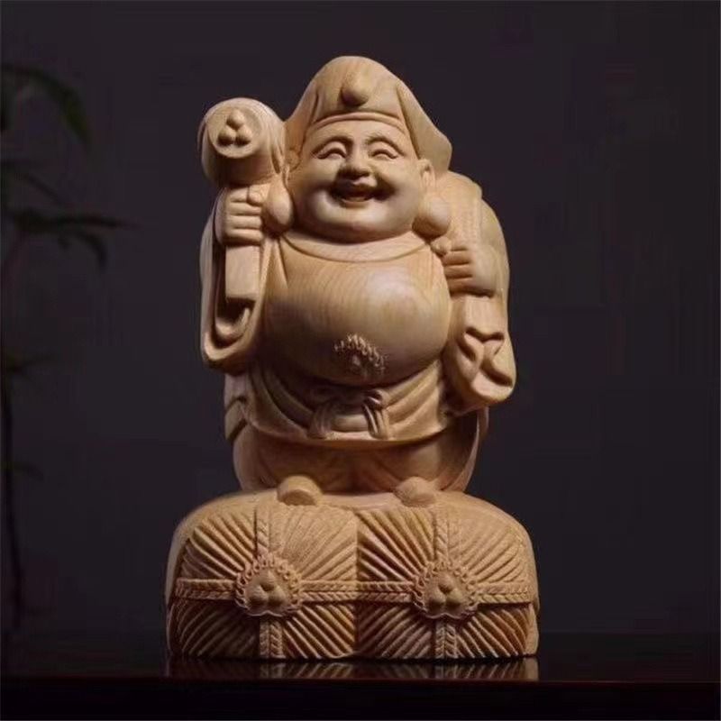 【美品】大黒天 七福神 木彫 仏像 彫刻 開運 置物 アンティーク インテリア 木彫り 大黒天 七福神 木製 大黒様 開運 縁起物 彫刻 仏像 古