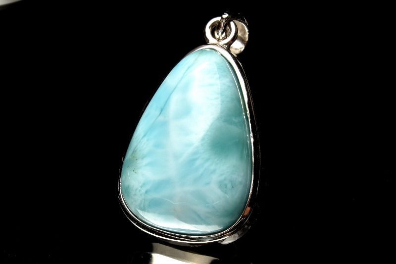 最終お値下げ❣️ラリマードロップ型ペンダントトップ 1点物】シルバー925◇上品 ラリマー 19x14mm ドロップ