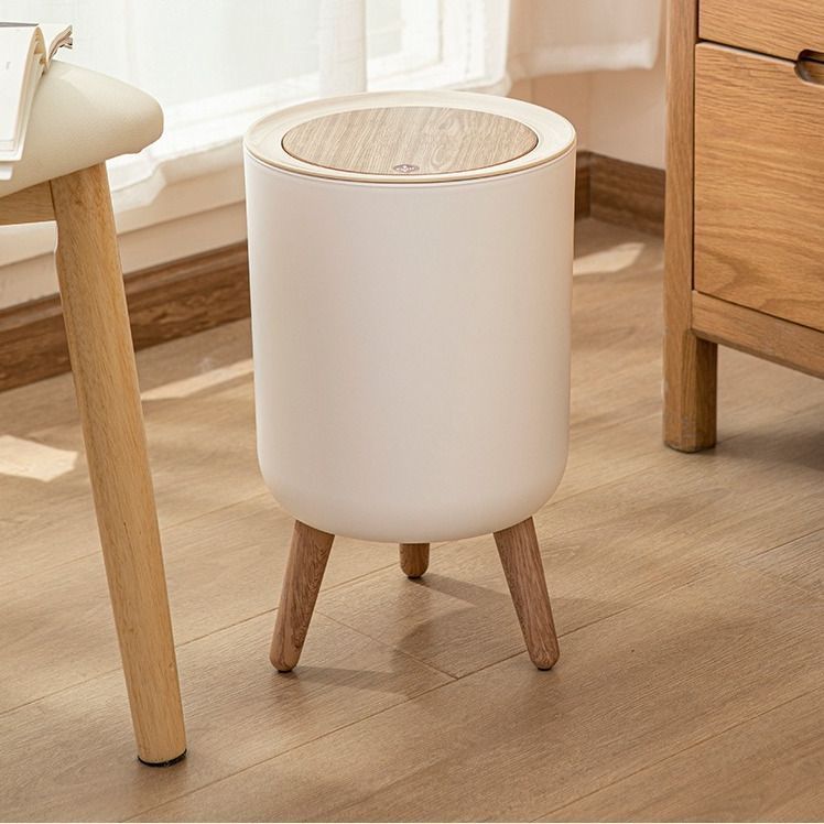 蓋付きゴミ箱 ごみ箱 ダストボックス おしゃれ ゴミ箱 蓋付き 足付き 北欧風 スタイリッシュ 防臭 密閉 ワンタッチ開閉式 コンパクト 円筒形 プラスチック製 オフィス キッチン リビング バ