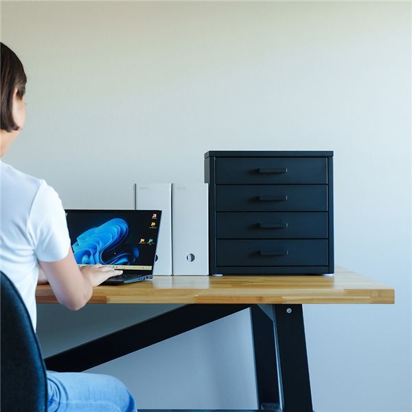 くらしのストレージボックス4段 ブラック 黒 オフィス 卓上収納 スチール 引出し 小物入れ オーガナイザー 収納 引出し モダン インテリア 文房具収納 書類収納 韓国インテリア 組立品 NK-482