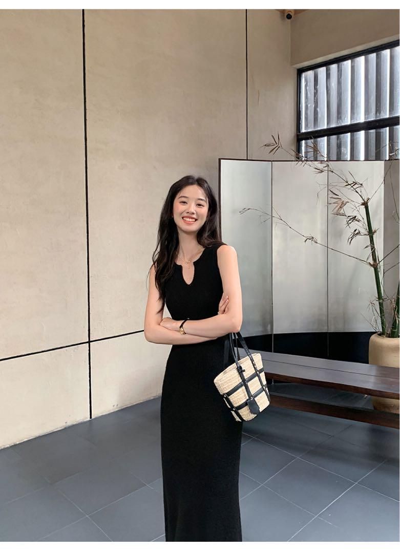 着痩せノースリーブロングドレス