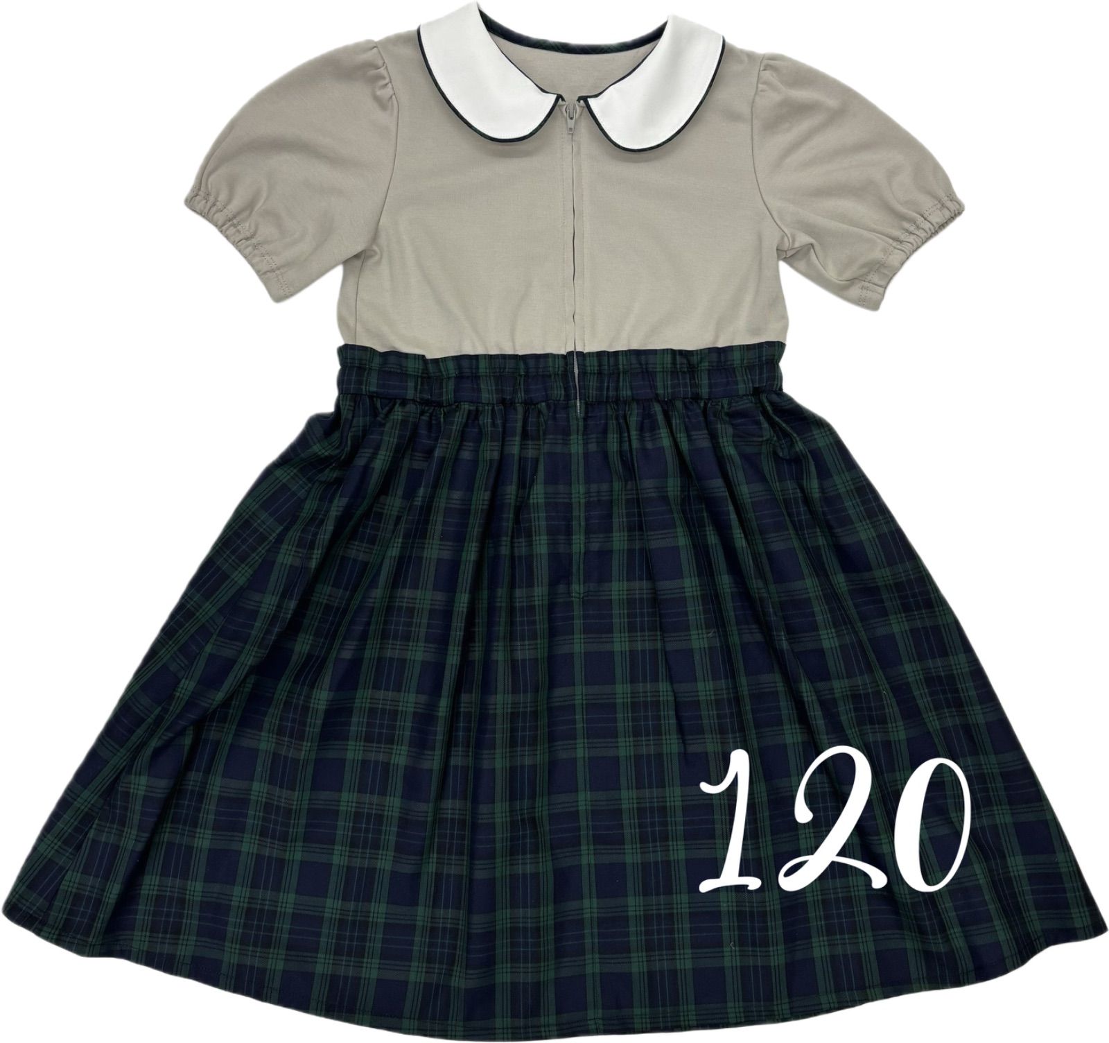 キッズワンピース 女の子 襟付き チェックスカート サイズ120㎝ お受験 発表会