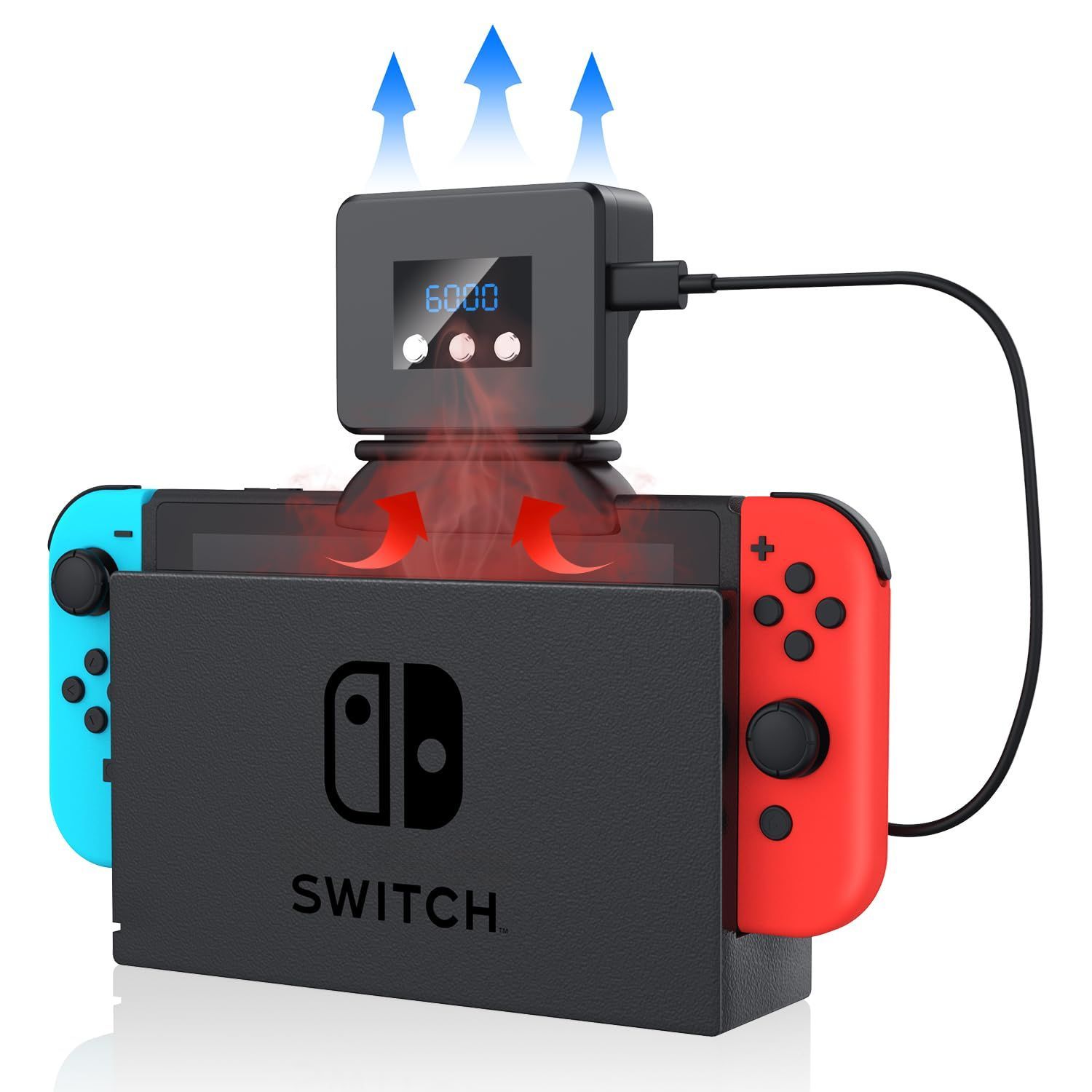 【特価商品】ハイパワー 冷却ファン 冷却 クーラー Switch 用 アップグレード版】Switch対応 冷感 扇風機 夏用 排熱 【2024 温度表示 風量変更 スイッチドック 静音