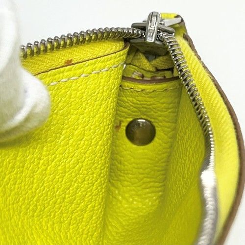 HERMES エルメス ピッコロ ペンケース シェーブル ライム シルバー □O