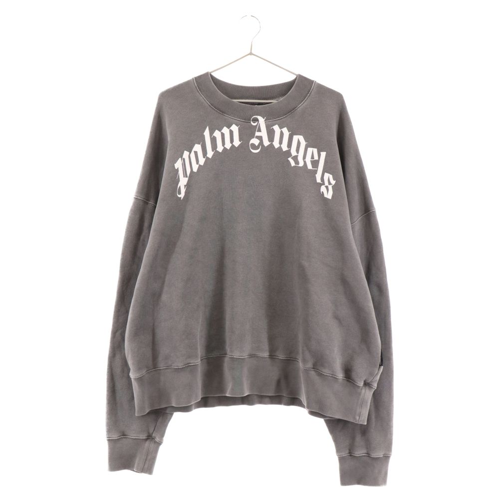 Palm Angels パームエンジェルス Curved Logo Sweatshirt カーブロゴスウェットトレーナー グレー PMBA026C99FLE001 Palm Angels (パームエンジェルス) Curved Logo Sweatshirt カーブロゴ