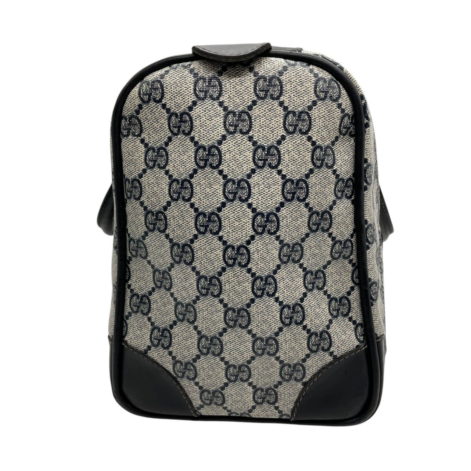 美品 GUCCI グッチ GGスプリーム ボストンバッグ グレー 紺 ネイビー 