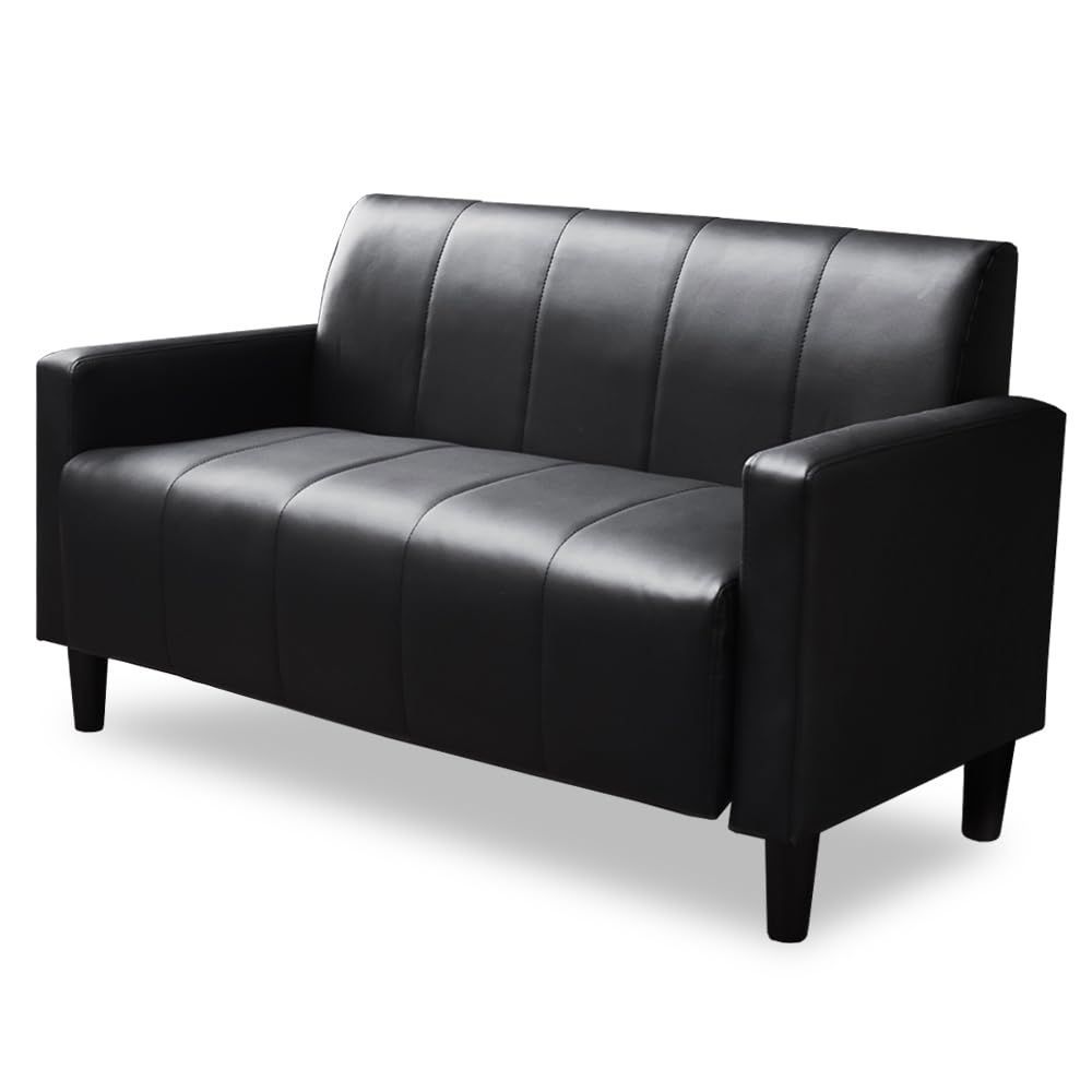 商品 アイリスプラザ ソファ 2人掛け 幅113cm 高さ12cm ロボット掃除機も通れる かんたん組立 1人用にも ブラック レザー PVS-2P