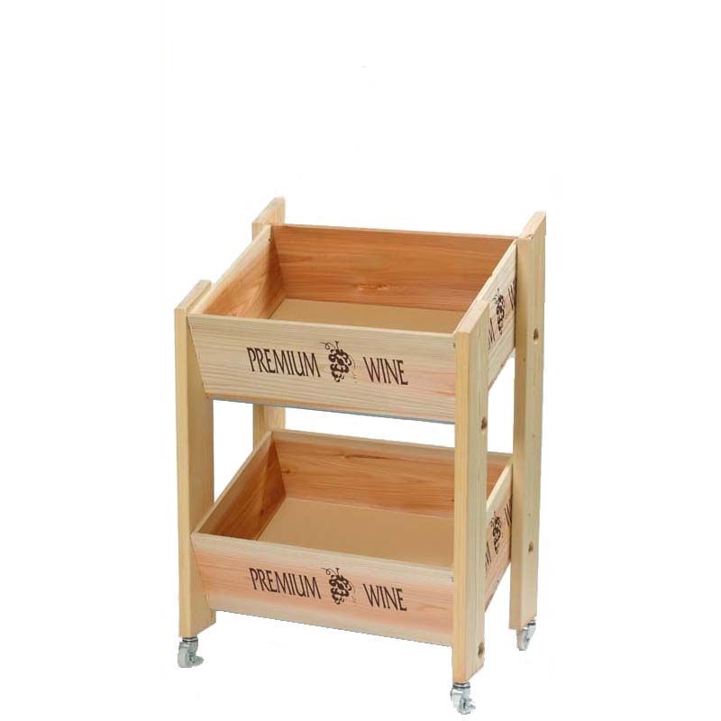 ワイン木箱 傾斜ラック 2段 白木 G02638