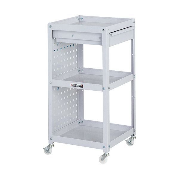 山金工業 コンビニワゴン ナイロンキャスター パンチングパネル キャビネット付き3段 400×400×810mm WCLPCN-3-P1台 組立式
