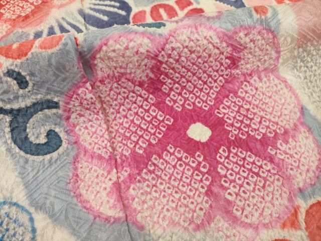 平和屋着物○豪華振袖 総絞り 短冊花文 上代48万 仮絵羽 逸品 未使用