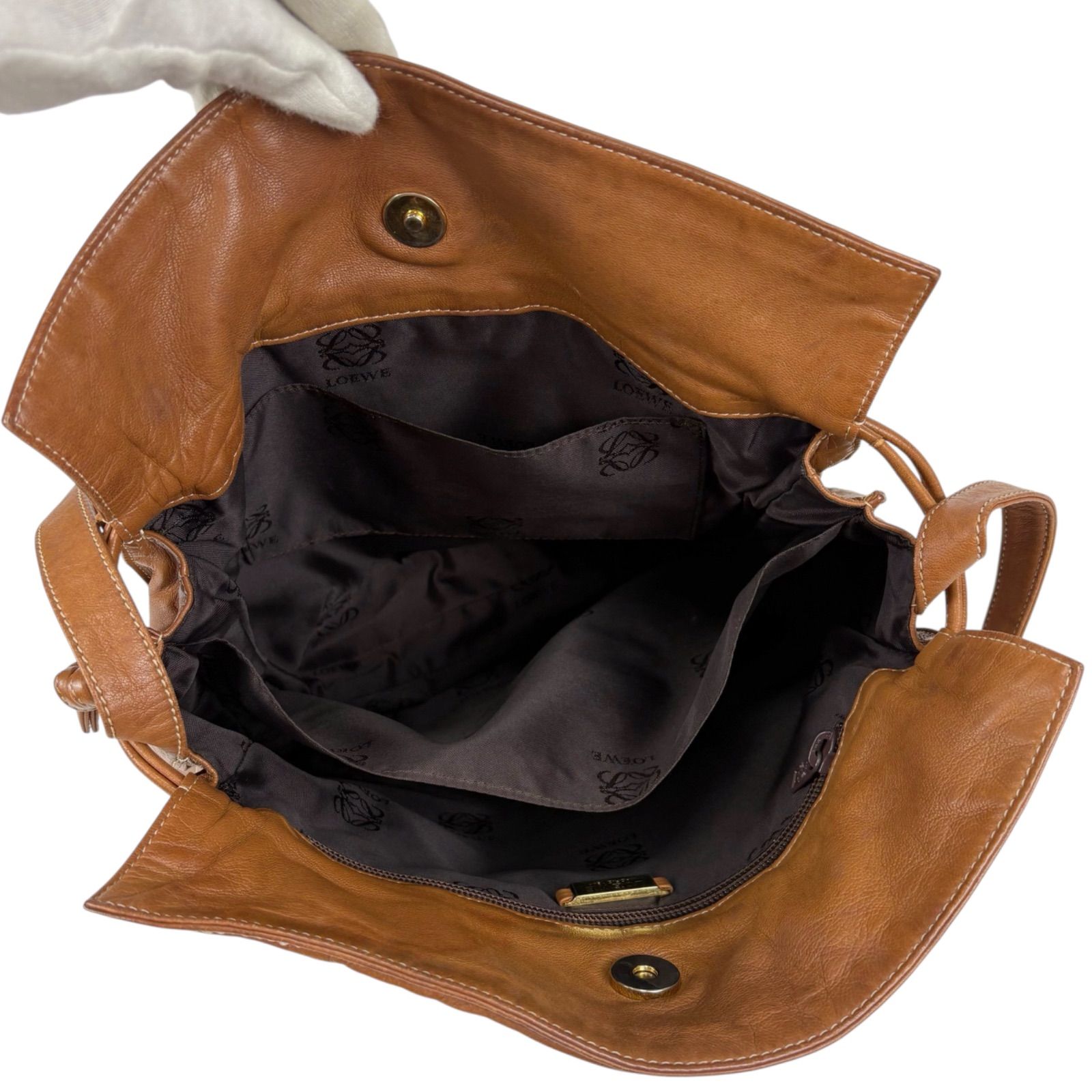 ロエベ LOEWE 巾着型 ショルダーバッグ アナグラムロゴ ブラウン