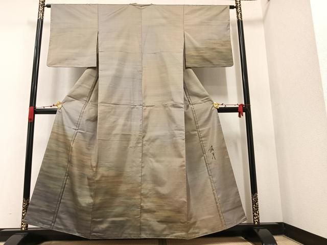 平和屋着物●染色家 岩浅公展　訪問着　大島紬地　霞文　正絹　逸品　未使用　AAAW1831ph 平和屋着物○染色家 岩浅公展 訪問着 大島紬地 霞文 正絹 逸品 未使用