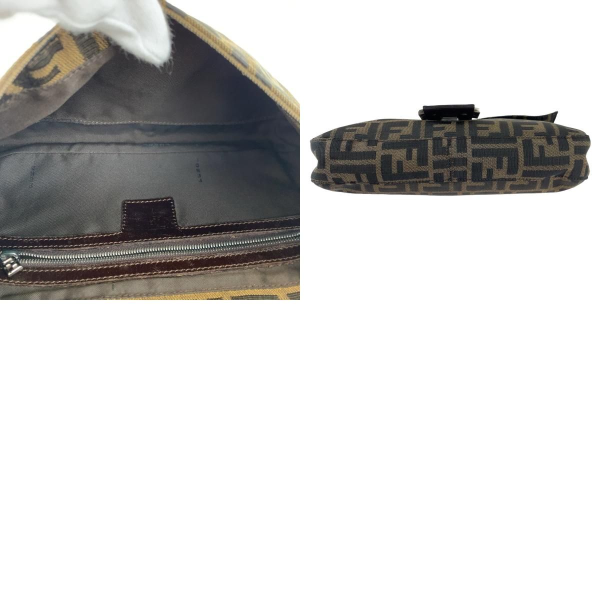 美品 FENDI フェンディ ズッカ マンマバケット ブラウン 茶 シルバー