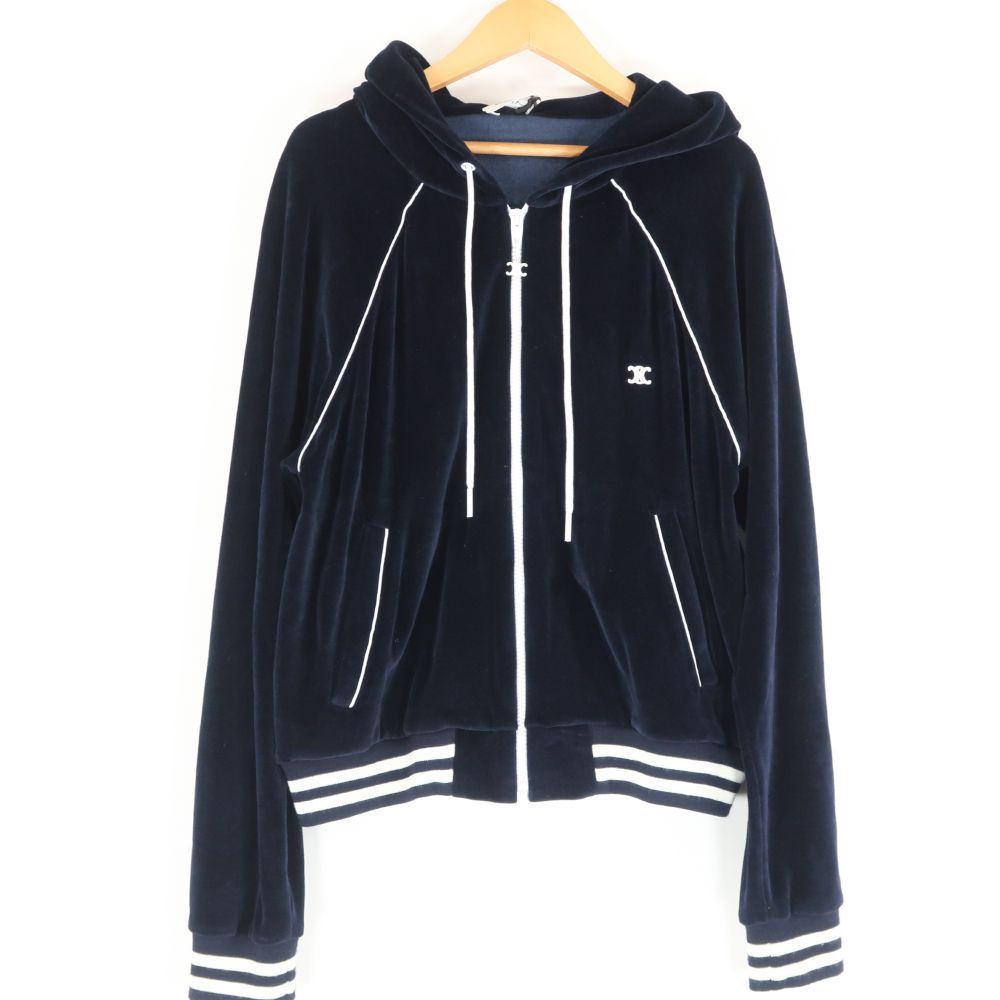 CELINE セリーヌ 2Y99A748Q パーカー 1点 M コットン ナイロン ベロア ジャージ トリオンフ フード レディース AM6620A71