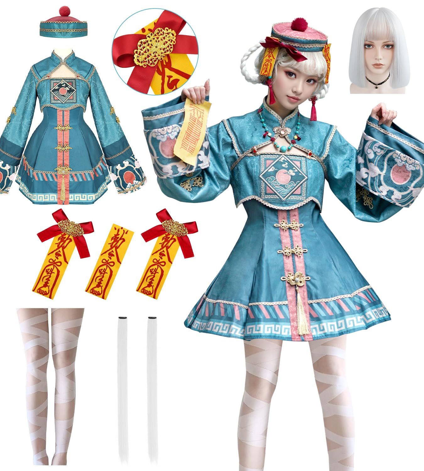 かわいい ロリータ レトロ ロリータ ロリータ ゴスロリ 仮装 コスチューム コスプレ クリスマス コスプレ コスプレ 刺繍 学園祭 アニメ 文化祭 ワンピース イベント 仮装 キョンシー服 暗黒風 衣装 演出服 ハロウィン クリスマス JIURUN 可愛