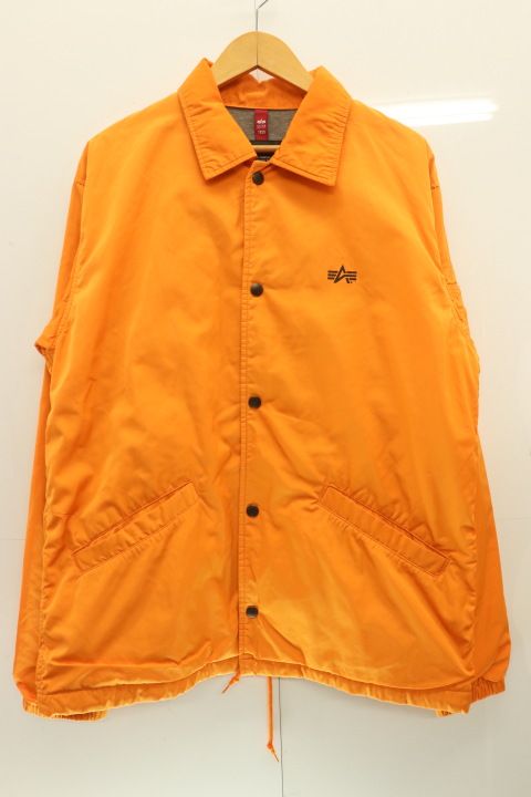 【中古】 ALPHA INDUSTRIES メンズジャケット L コーチジャケット ALPHA INDUSTRIES L オレンジ 橙 ロゴ