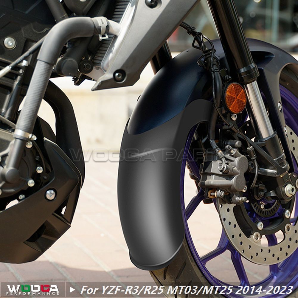 ヤマハ YZF-R3 R25 MT-03 MT-25 2014-2025 前フェンダー 延長タイプ 泥除け マッドガード ABS製 無加工取付 ブラック