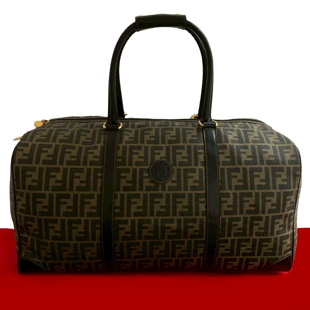 FENDI フェンディ ボストンバッグ FF ズッカ ハンドバッグ 鍵付き 美品！ FENDI ボストンバッグ ズッカ柄 鍵付き ブラウン