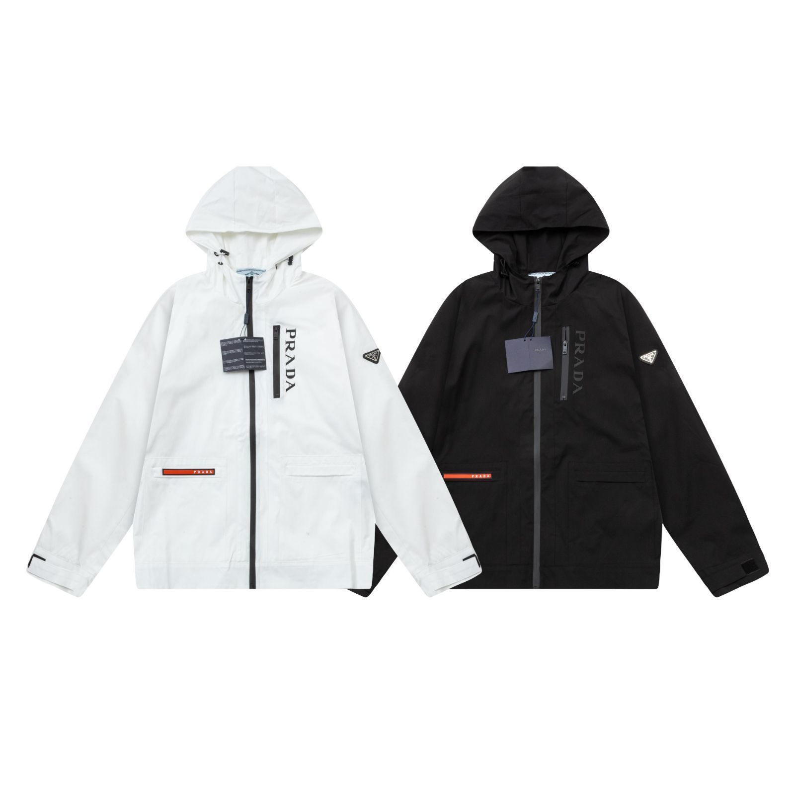 ★送料関税込★PRADA トライアングルロゴ コットン フーディ プラダ トライアングルロゴ 22SS コットン パーカー L ホワイト