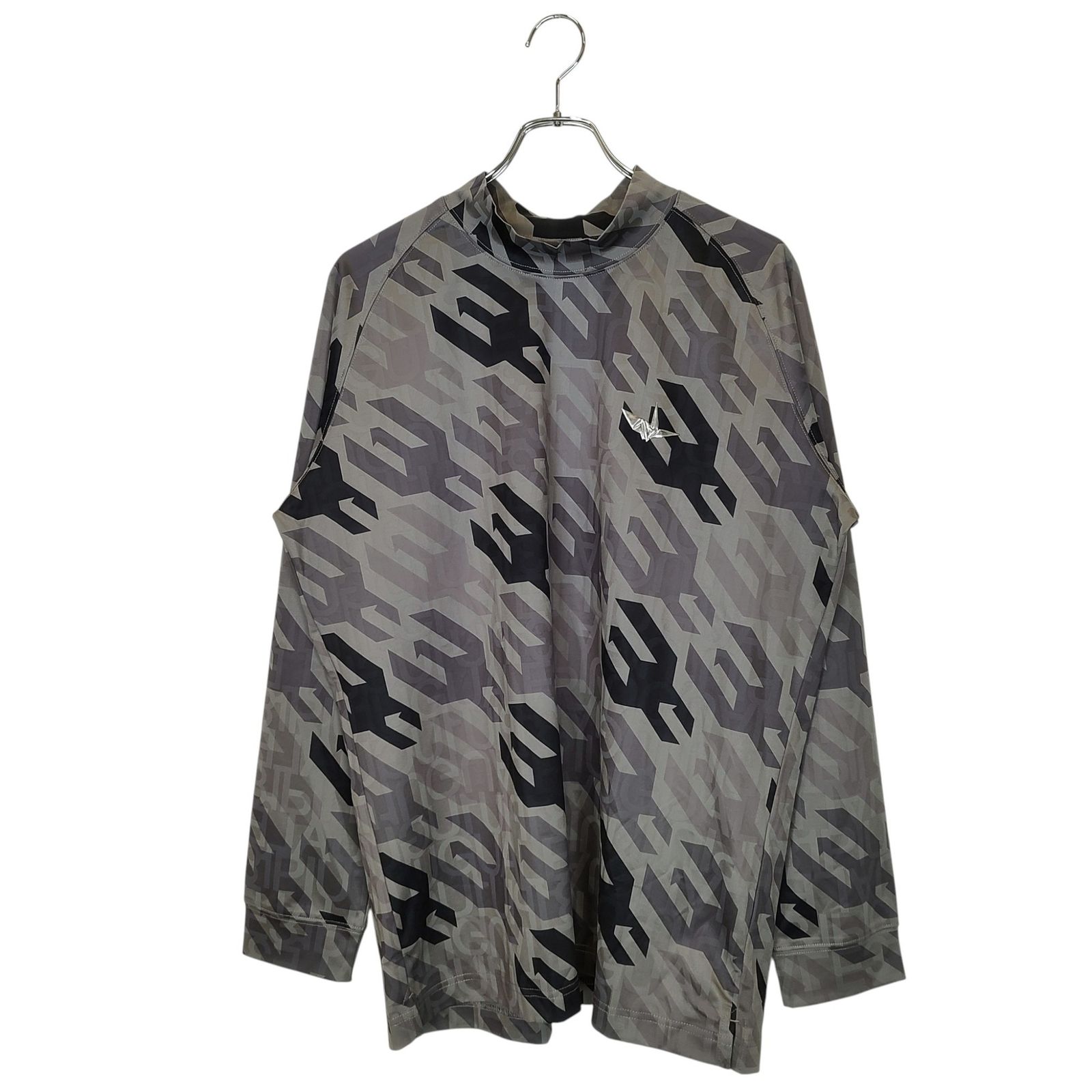 1PIU1UGUALE3 GOLF ウノピゥウノウグァーレトレ ゴルフ MOCK NECK HOUNDSTOOTH 千鳥柄 長袖 モックネック シャツ GRT232 POE518 6 XL グレー メンズ