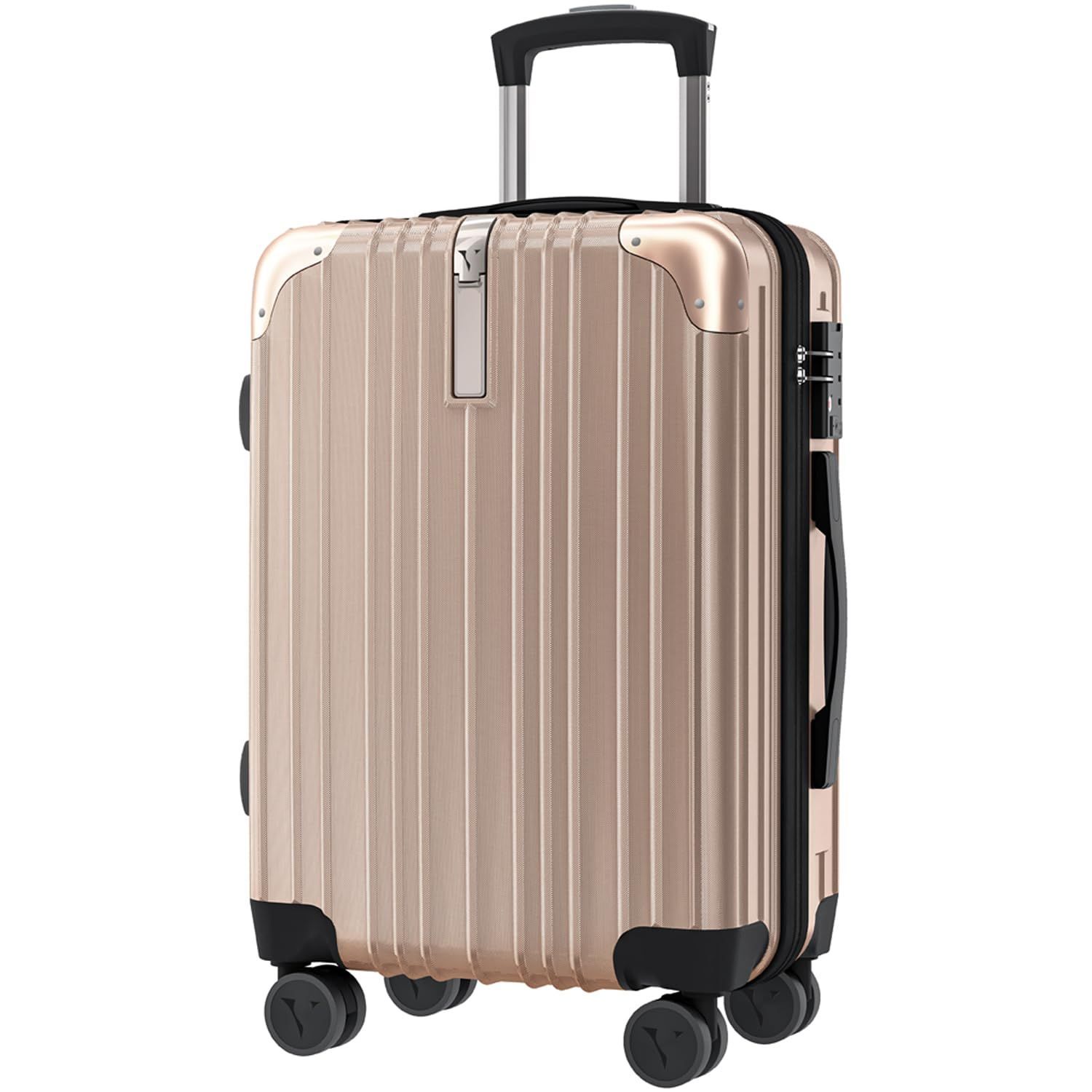 スーツケース キャリーケース キャリーバッグ 機内持ち込み キャスター交換 日本企業企画 一部パーツ無期限メーカー保証 TSAダイヤルロック ダブルキャスター Sサイズ 1-3泊 2.8 kg 37 L シャンパンゴールド 金