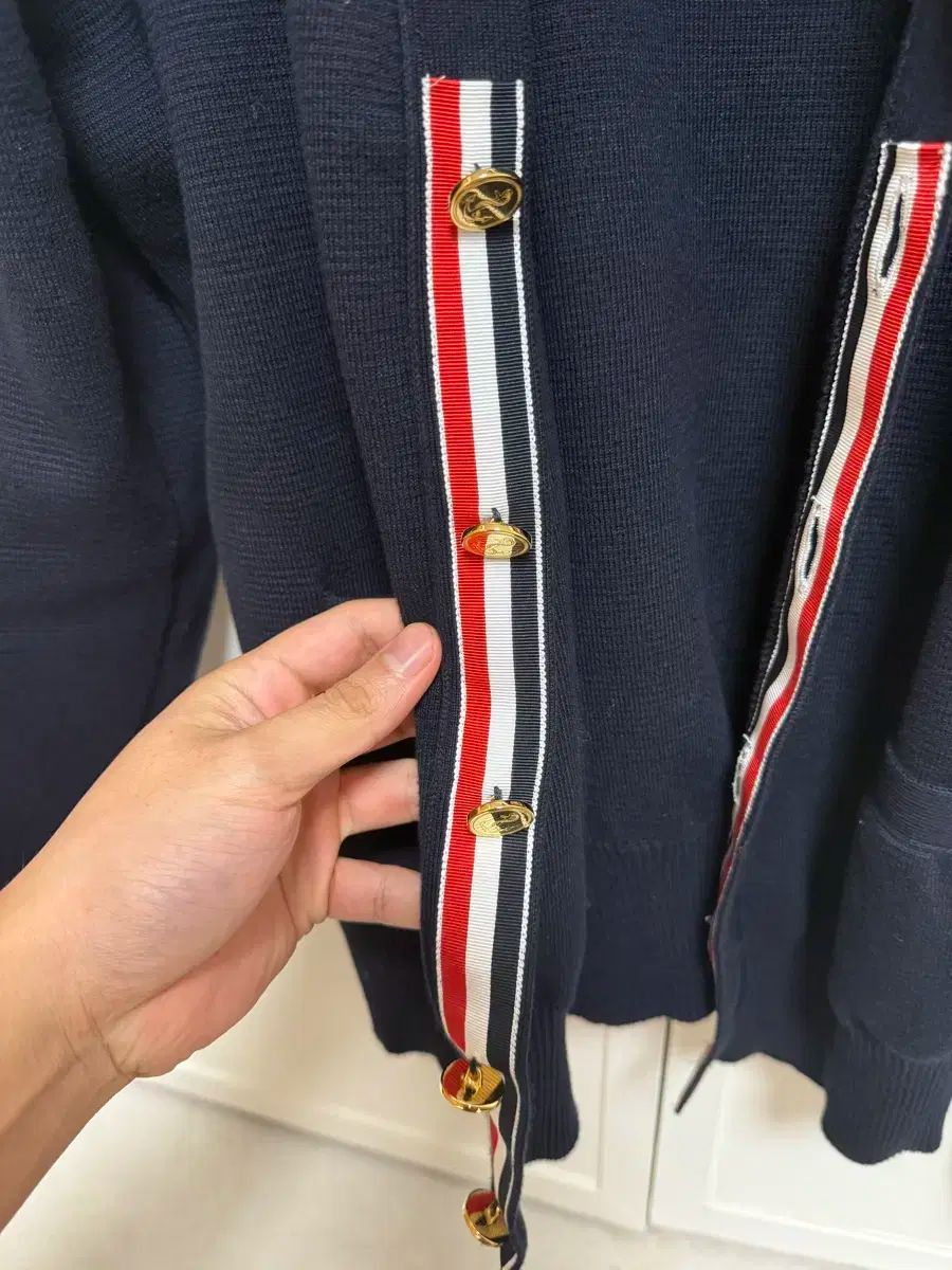 トム ブラウン ミラノ スティッチ カーディガン ゴールド ネイビー 2サイズ