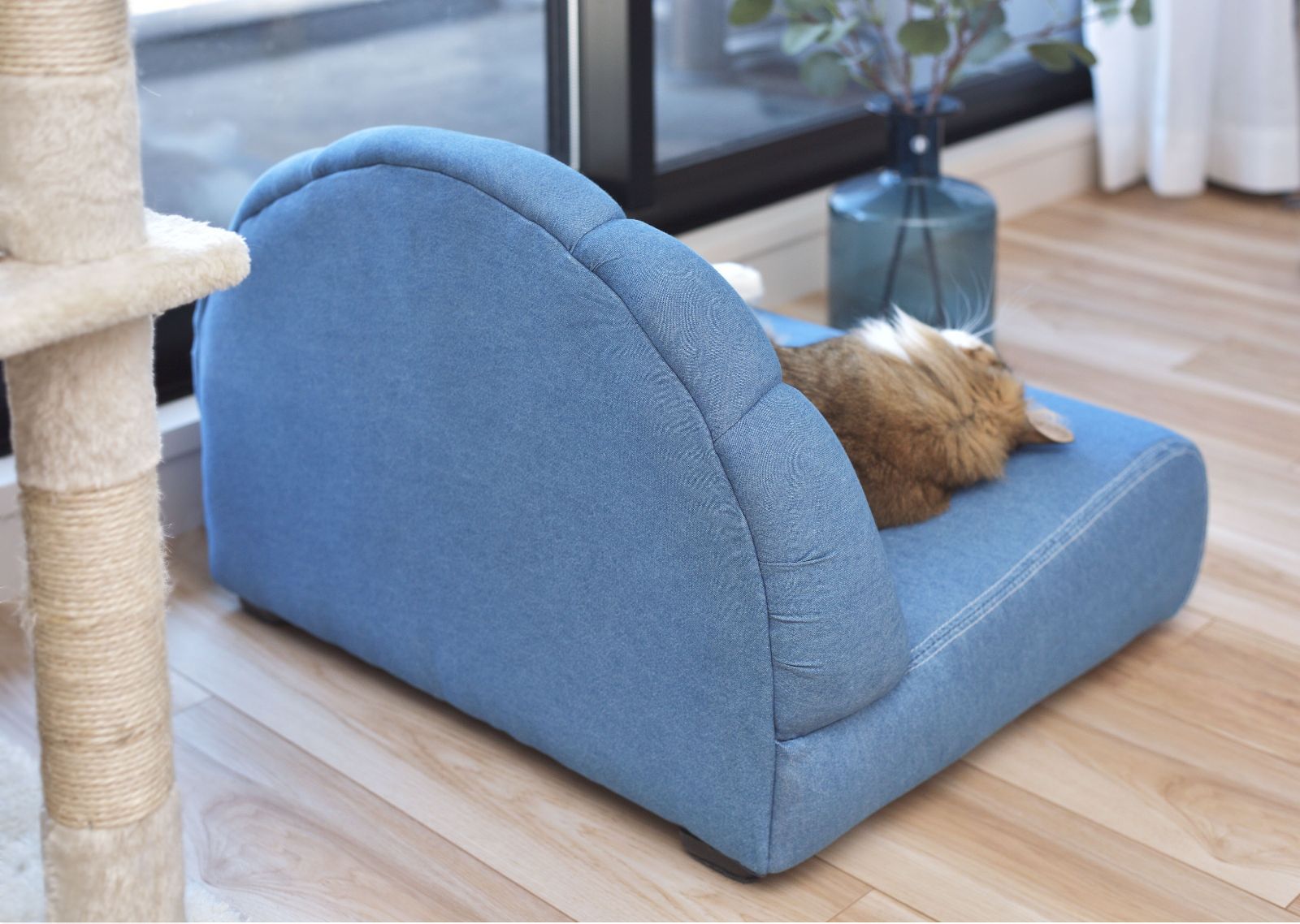 本州送料無料 ペットソファ ペットハウス ソファ ブルー インテリア 傷防止フェルト W59×D50×H40×SH18 STEELWINDOWSANDDOORS_COM