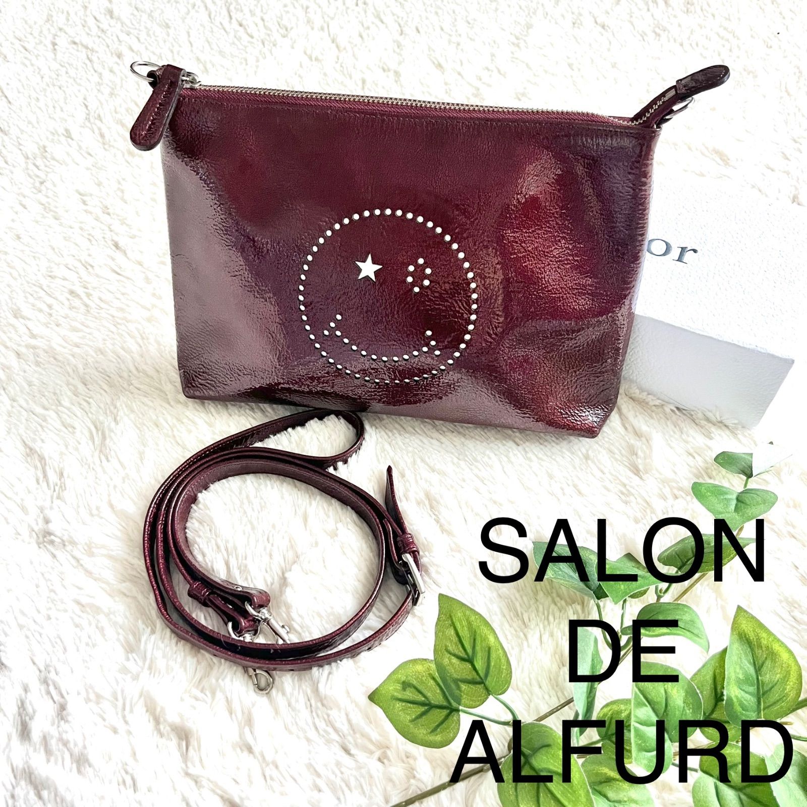 美品】SALON DE ALFURD ショルダーバッグ ポシェット ワインレッド