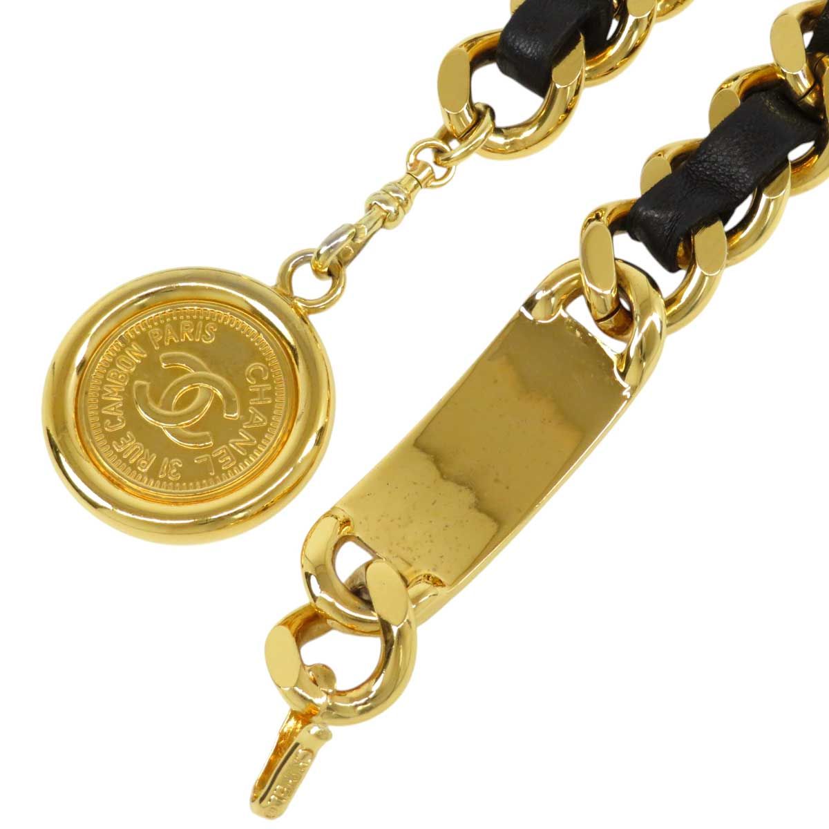 シャネル ココマーク ヴィンテージ チェーンベルト メタル レザー ユニ