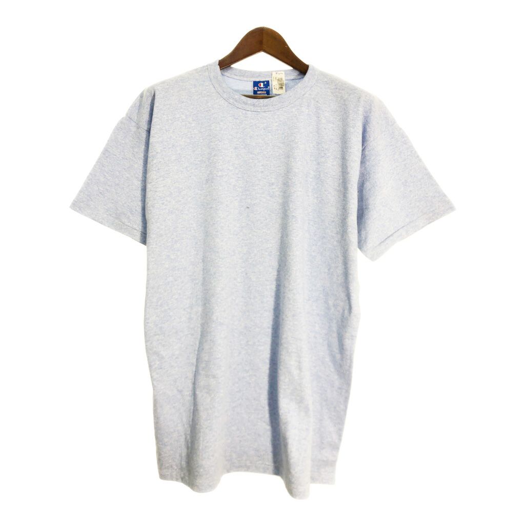 90年代 USA製 Champion チャンピオン 霜降り 半袖Ｔシャツ 無地 ライトブルー (メンズ XL) 中古 古着 T0241
