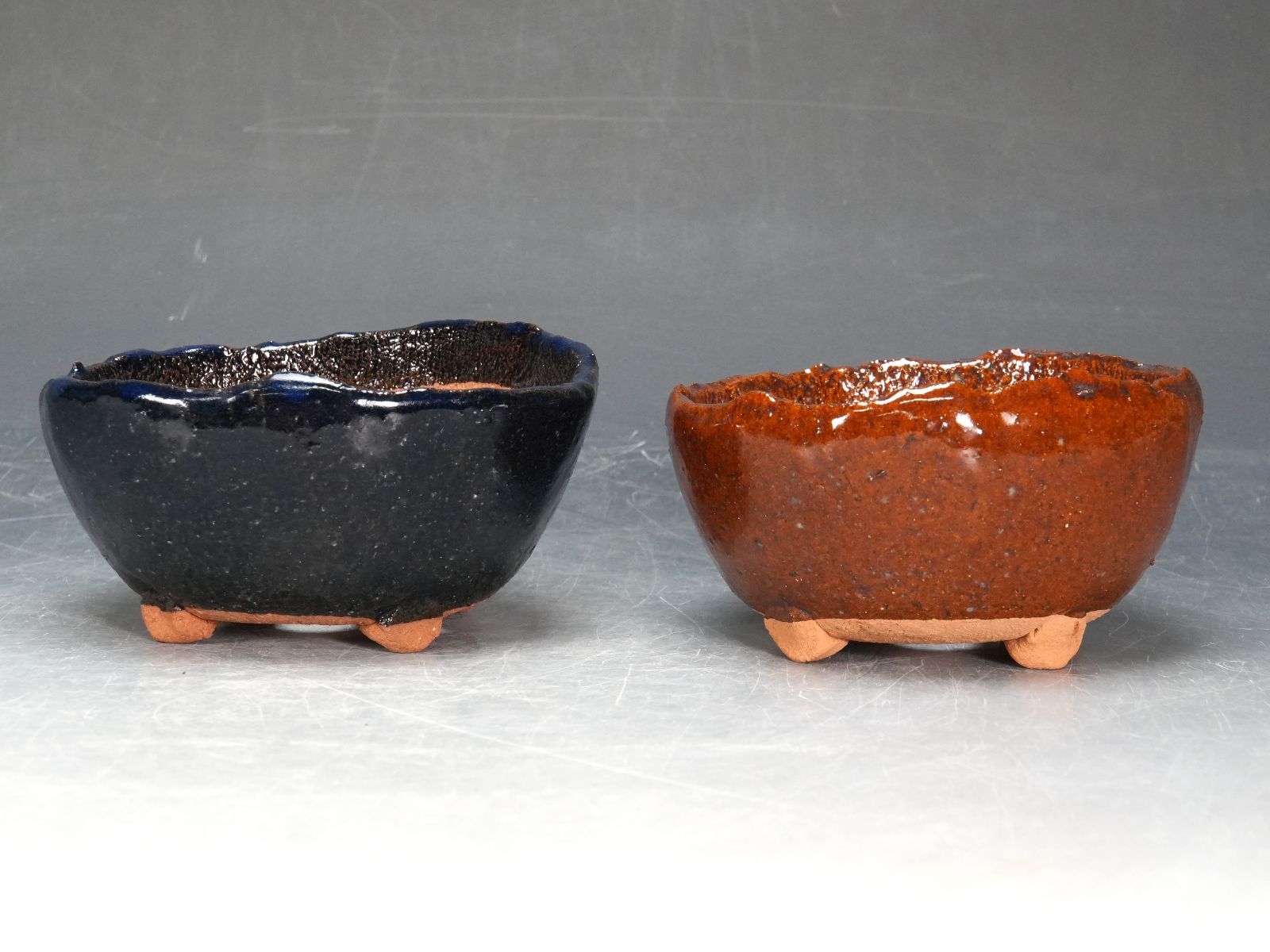 ショップ 竹鳳 作 丸鉢 盆栽鉢 お得な2個セット p-084