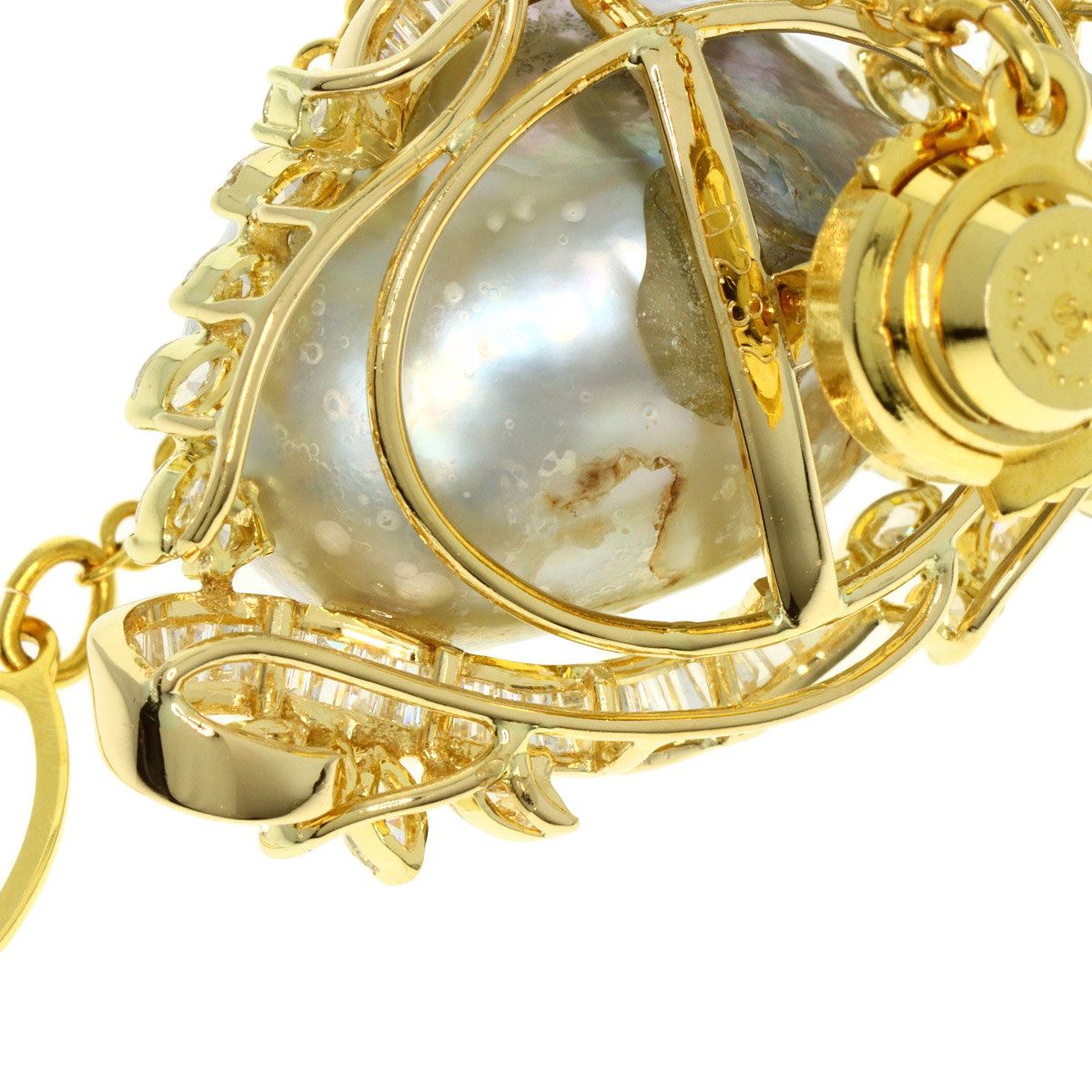 SELECT JEWELRY オニキス ダイヤモンド ハープモチーフ ブローチ K18YG 